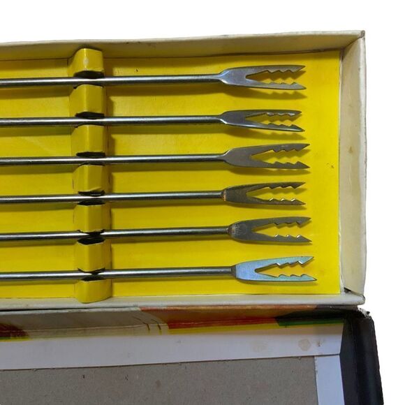 Vintage 60s Fondue Forks New in Box - Picture 8 of 11